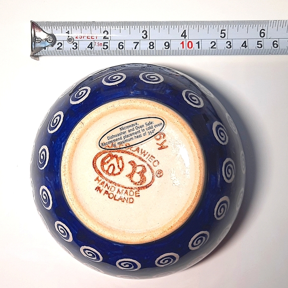 Polish Pottery Bowl Cereal or Salad Blue Poland Collectible - Picture 5 of 6